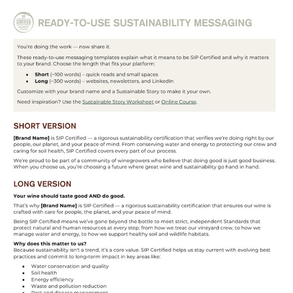 Ready-to-Use Sustainability Messaging